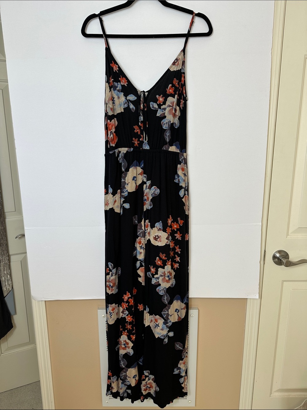 lovestitch Black Floral Jumpsuit with Spaghetti Straps